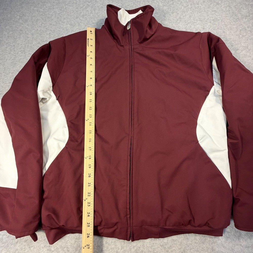 Majestic Therma Base Jacket Mens Medium Maroon White Full Zip Fleece Lined - Picture 3 of 8